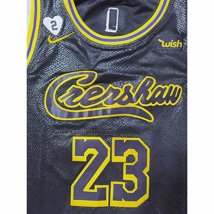 Camiseta Los Angeles Lakers LeBron James #23 Crenshaw Black Mamba Negro